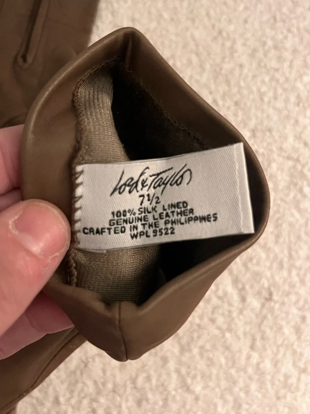 Lord & Taylor Vintage Brown Genuine Leather Gloves Silk Lining